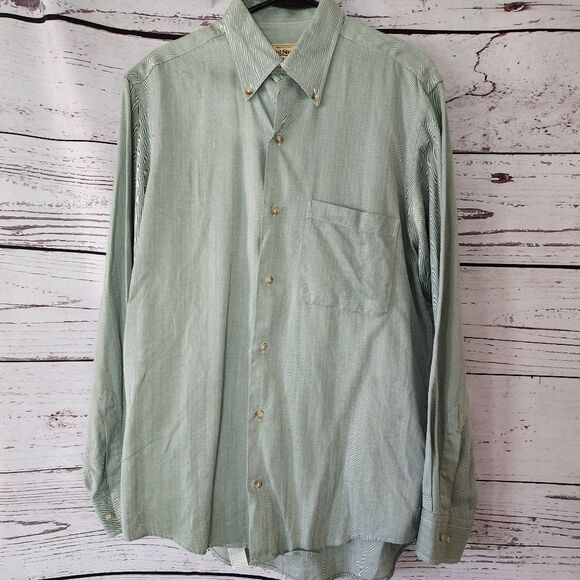 Paul Stuart Green Cotton Button Down Medium - Picture 1 of 6